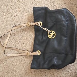 Michael Kors Black Leather Tote Purse